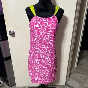 Athleta Pink and Yellow Floral Mini Dress